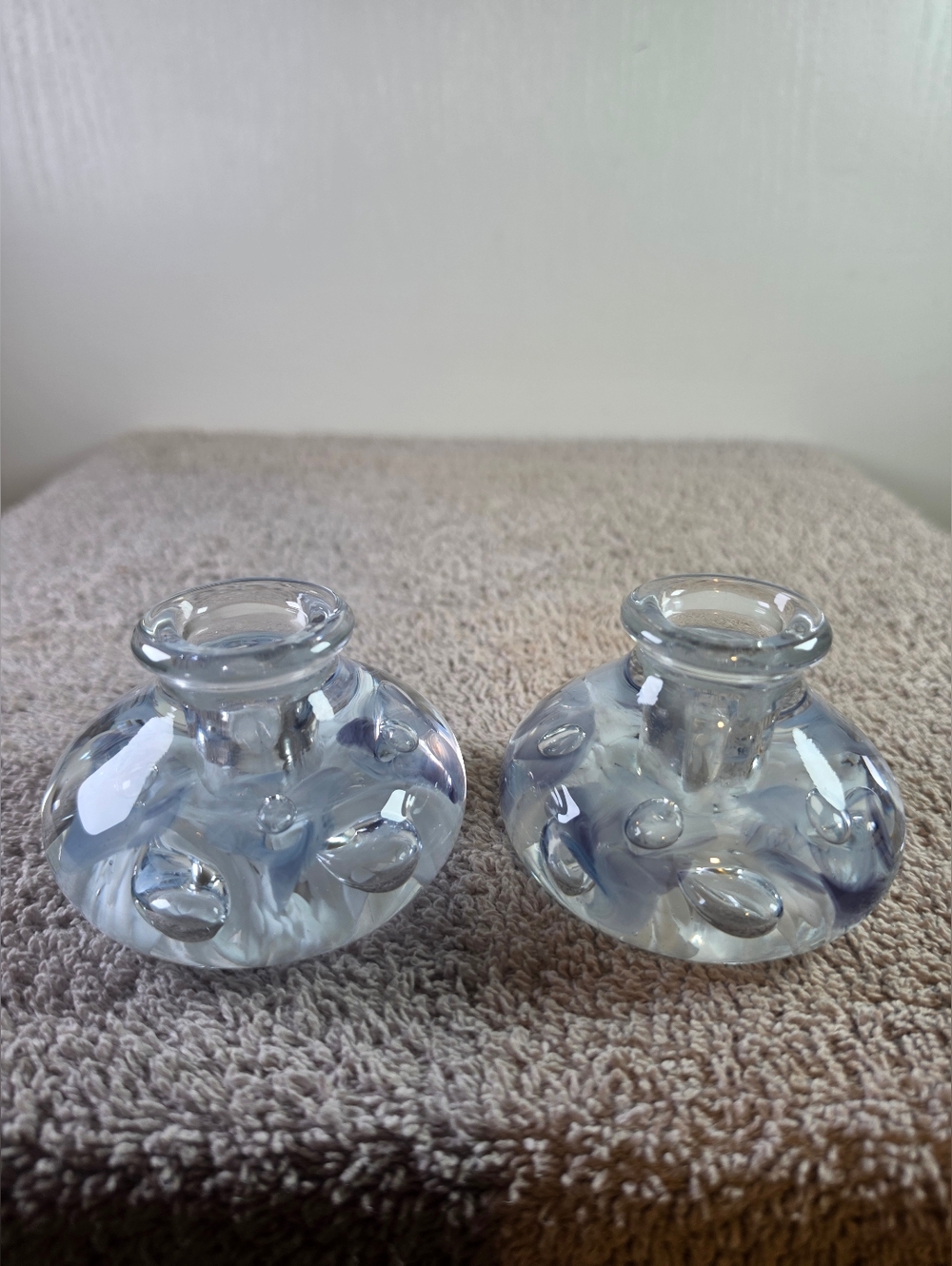 Gibson Paperweight Candle Holders A Pair